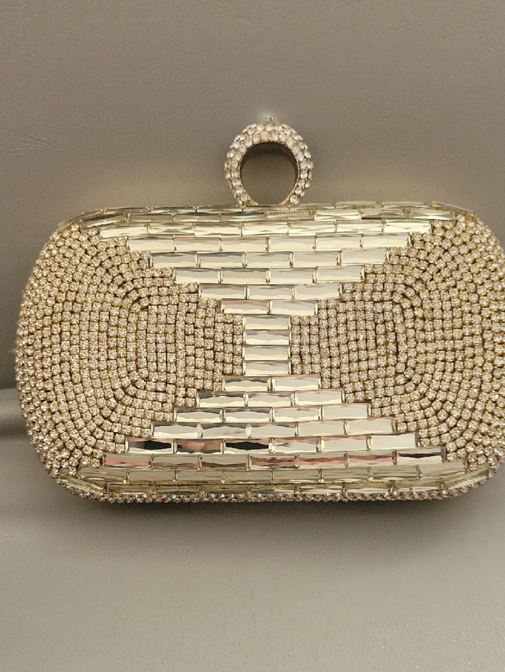 INC International Concepts Silver Crystal-Embellished Evening Clutch